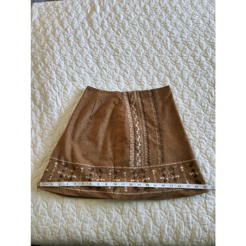 Abercrombie & Fitch Embroidered Mini Skirt Women 2 Brown Boho Cottagecore - Picture 6 of 10